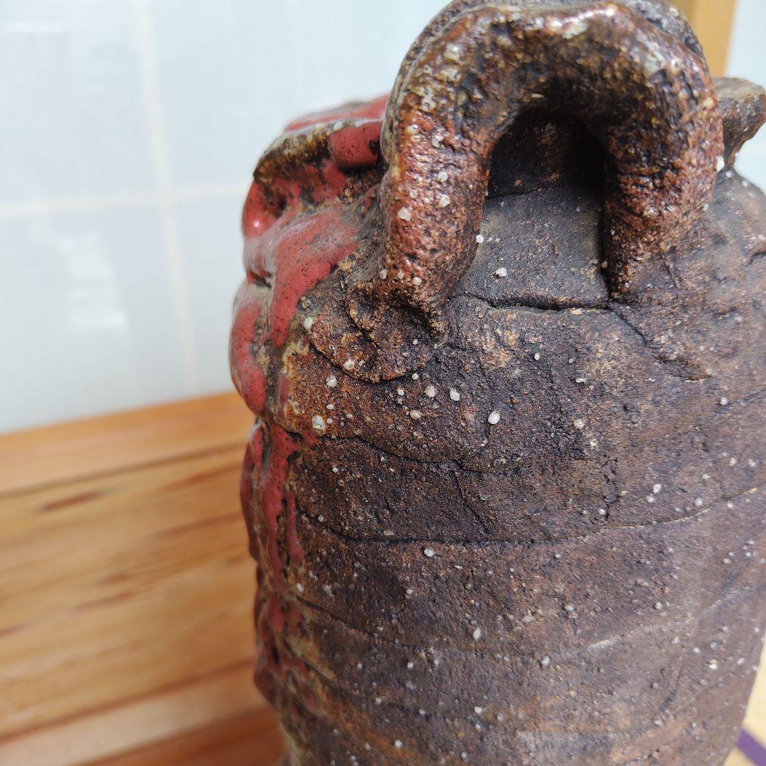 赤茶色の持ち手付き陶器
