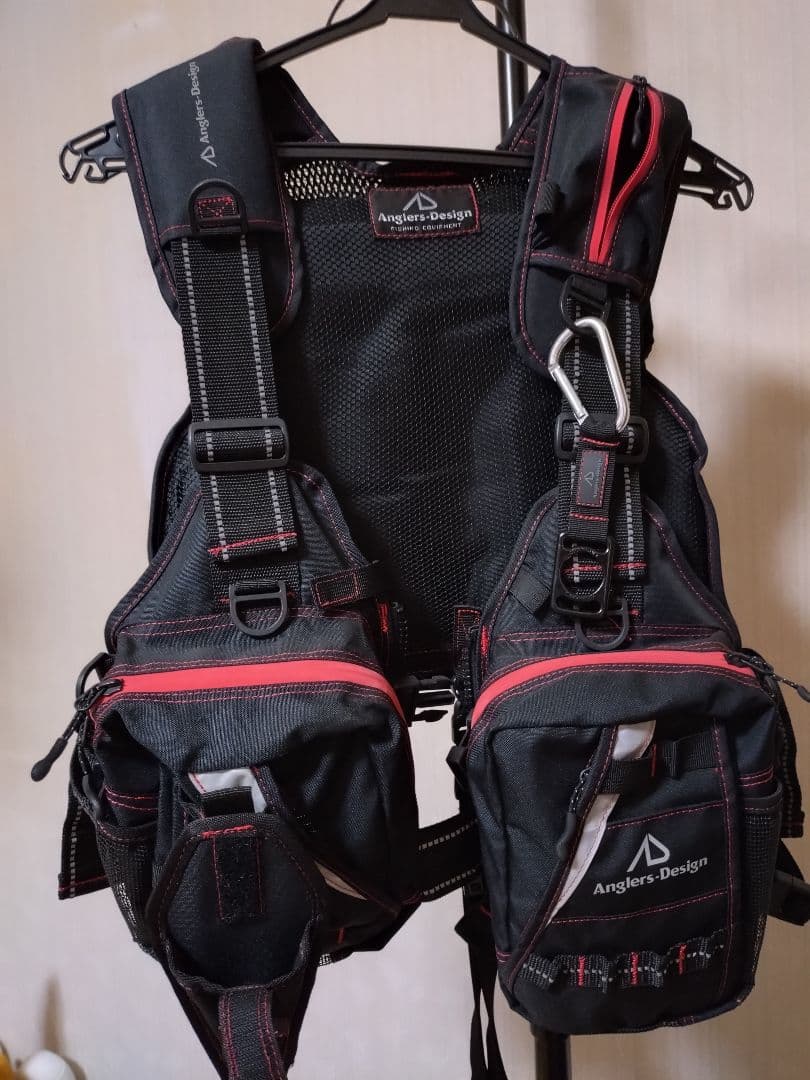 Anglers-Design フィッシングベスト ブラック/レッド