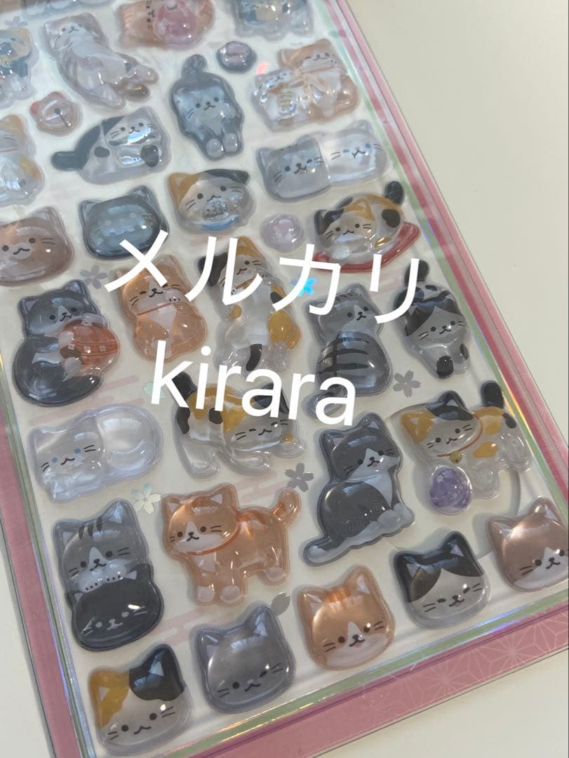 【国内正規品】和柄　新作　第二弾　ねこ　サンドイッチ　猫　ボンボンドロップシール