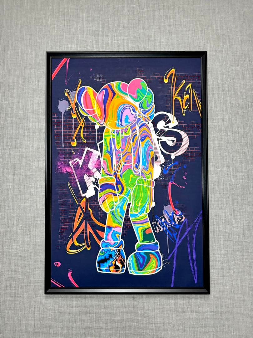 No.215フレーム付きキャンバスアート　アートポスター　KAWS バンクシー