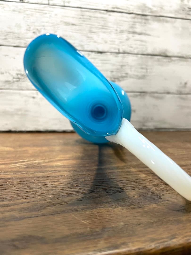 フランスアンティーク オパリンガラスの花瓶 ブルー系 一輪挿し グラス 花器