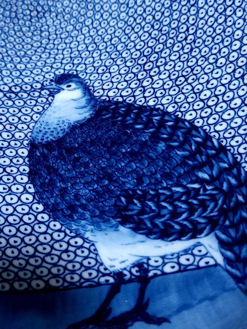 葉山有樹 細密画大鉢 古伊万里粟に鶉画銅鑼鉢 直径：約44.3cm