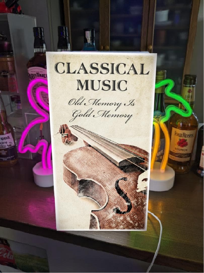 【オーダー無料】クラシック音楽 バイオリン 楽器 看板 置物 雑貨 ライトBOX