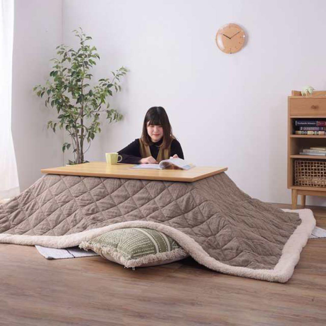 ブラウン キルティング ツイード こたつ布団 長方形