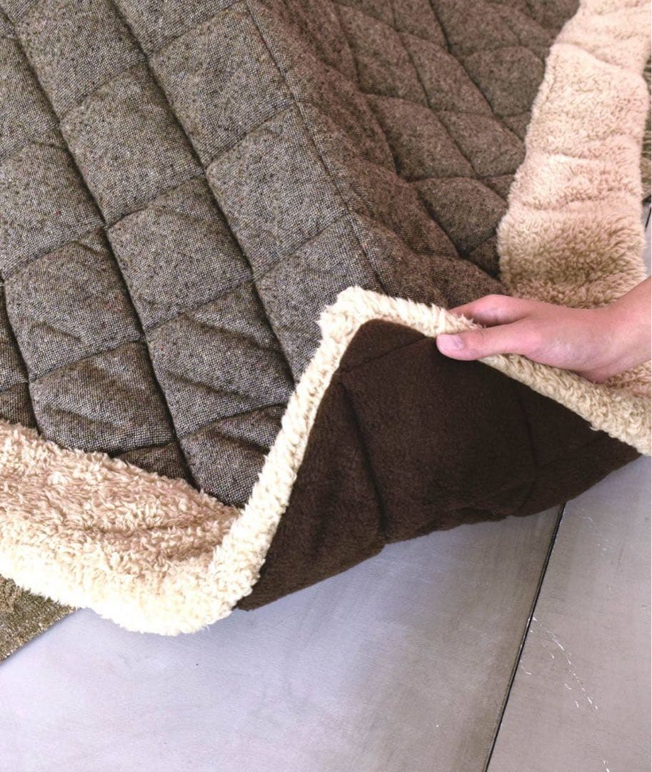 ブラウン キルティング ツイード こたつ布団 長方形