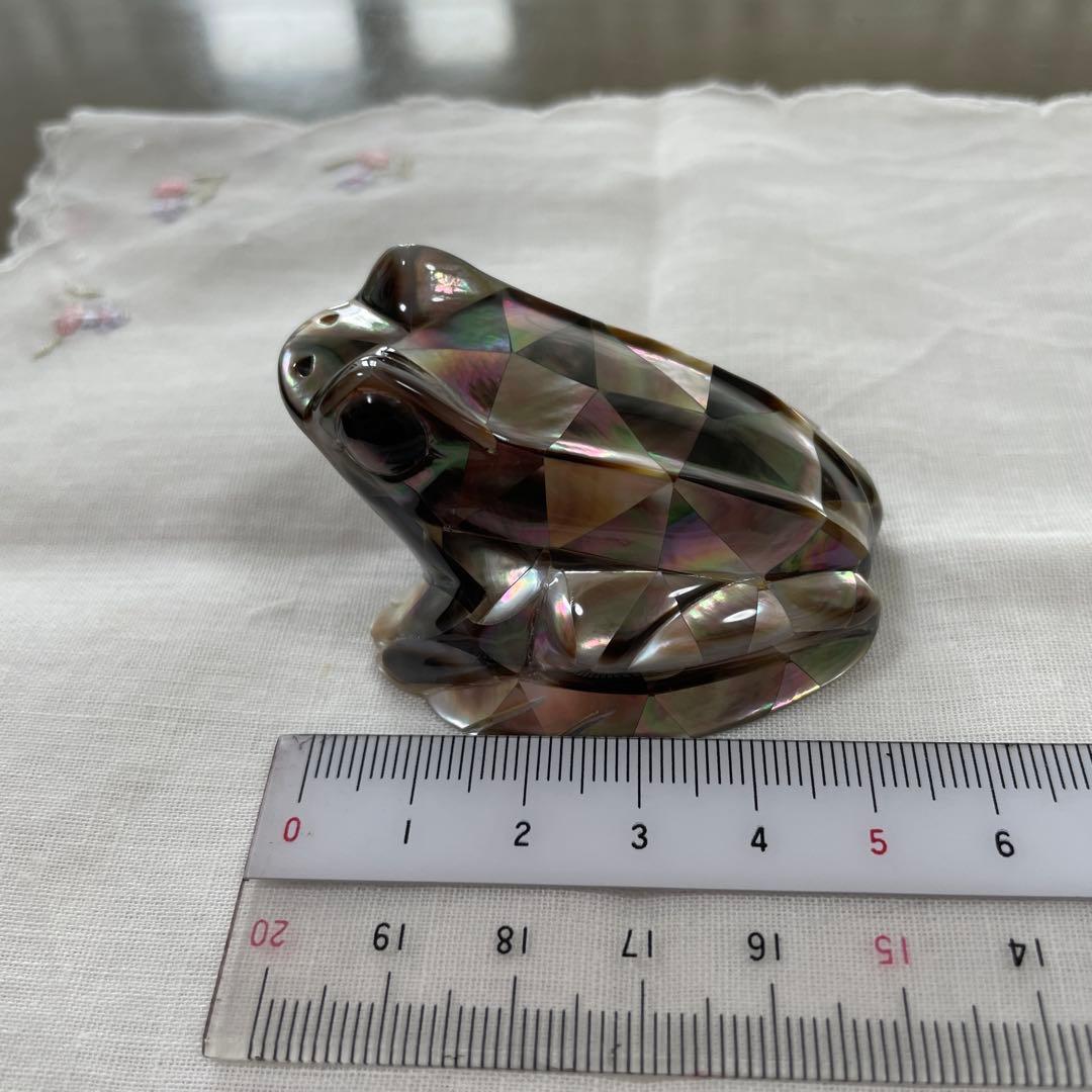 黒蝶貝カエルの装飾品　縁起ものセット