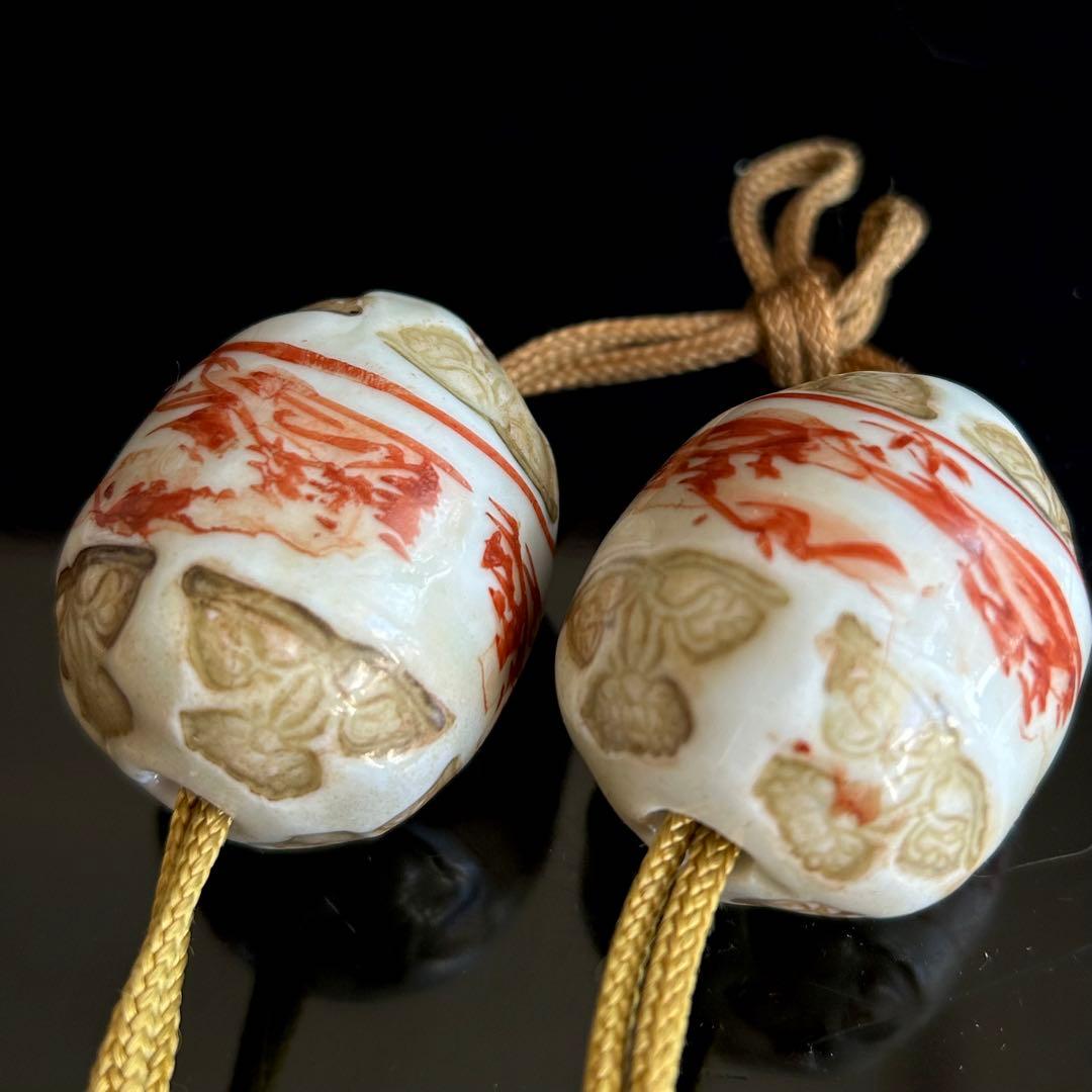 [珍]大正時代　焼き物　手描き　掛け軸風沈　逸品