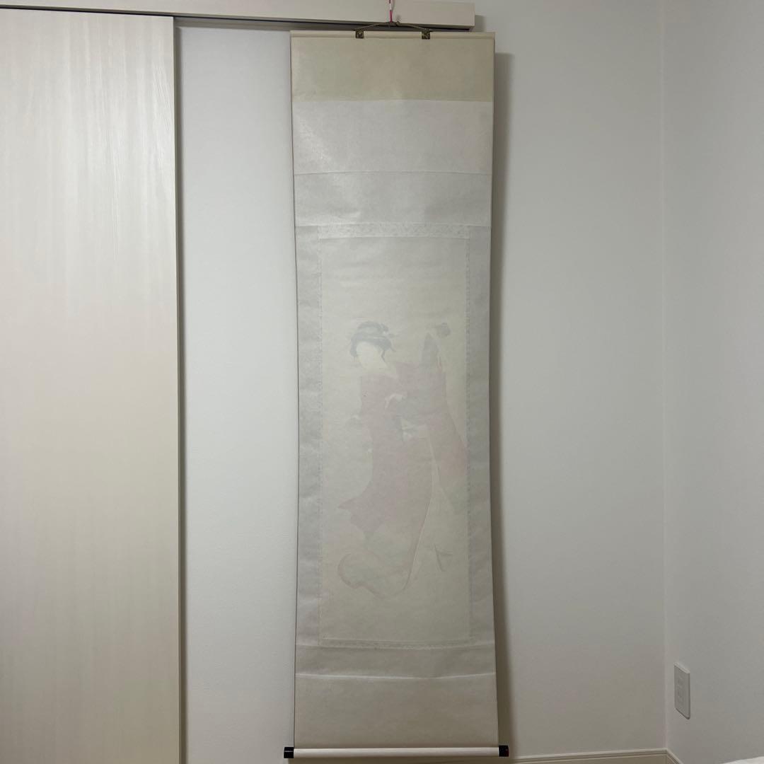 鏡獅子　掛軸　北沢利輝作　尺五巾立　桐箱・紙箱共