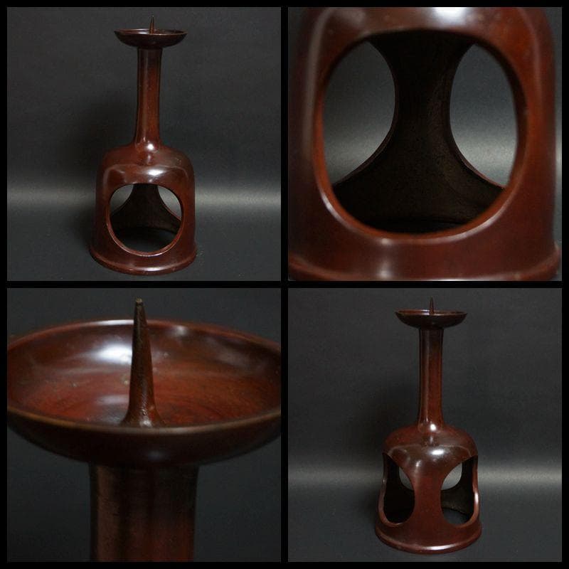 年代物 銅製大型燭台 高さ27.5cm★時代物★