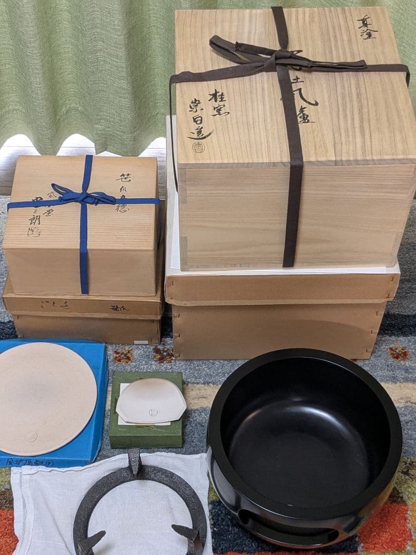 真塗眉土風炉桂窯寄神崇白造　笹爪五徳　加藤忠三朗　風炉セット　おまけ付き