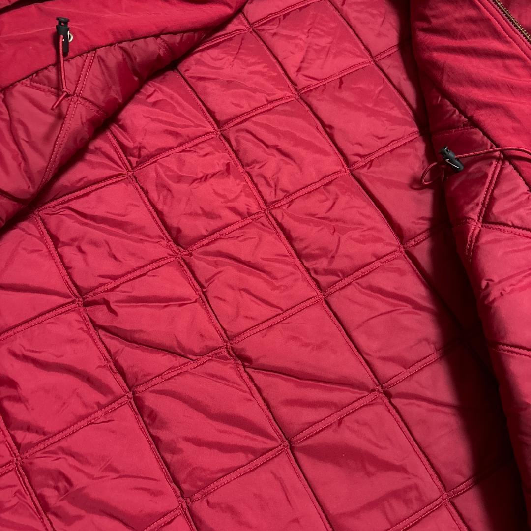 90s NIKE ベンチコート ロング 赤 黒 スオッシュ M 中綿 古着