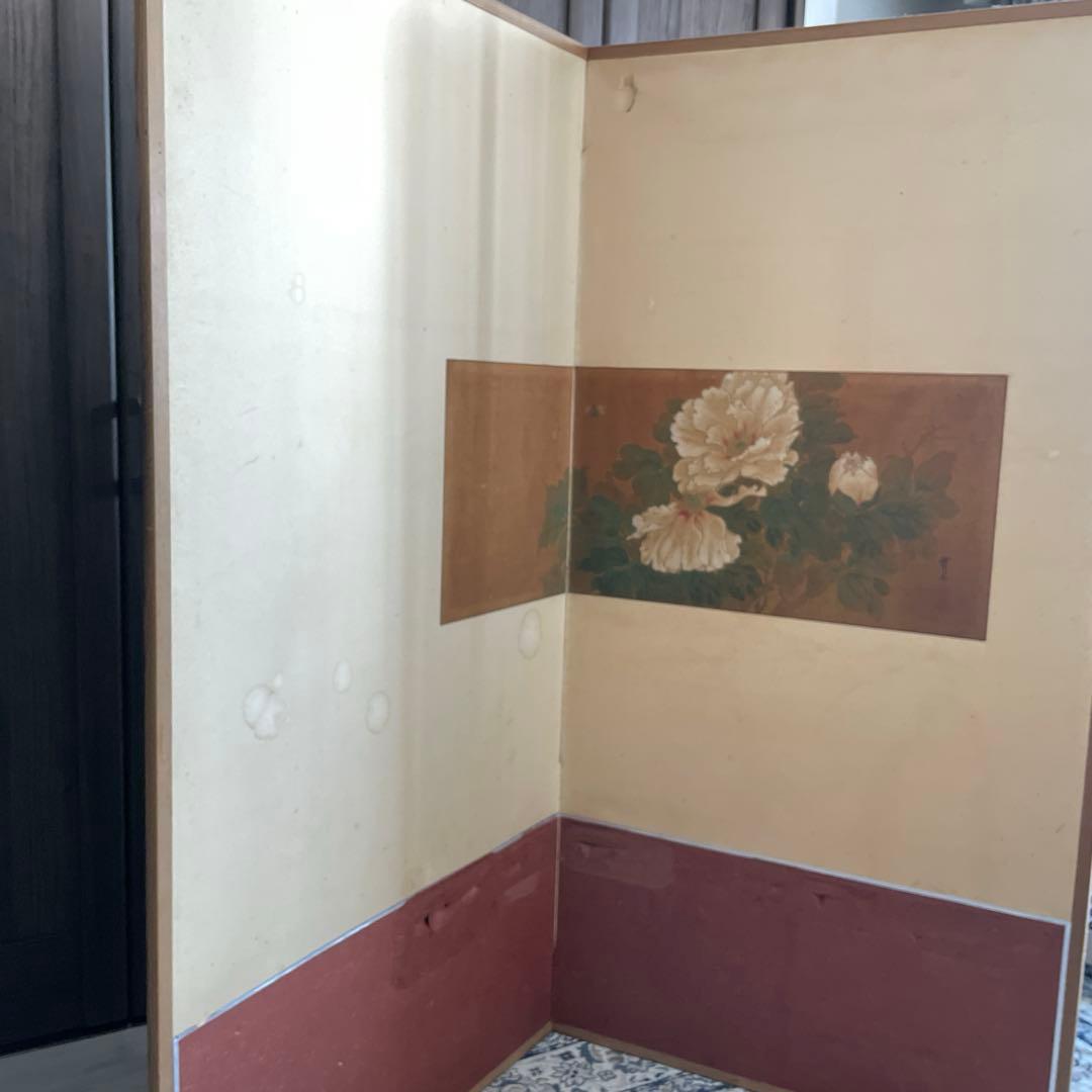 大型　屏風　アンティーク　年代物　木村武山　屛風　衝立　古美術　レトロ　骨董