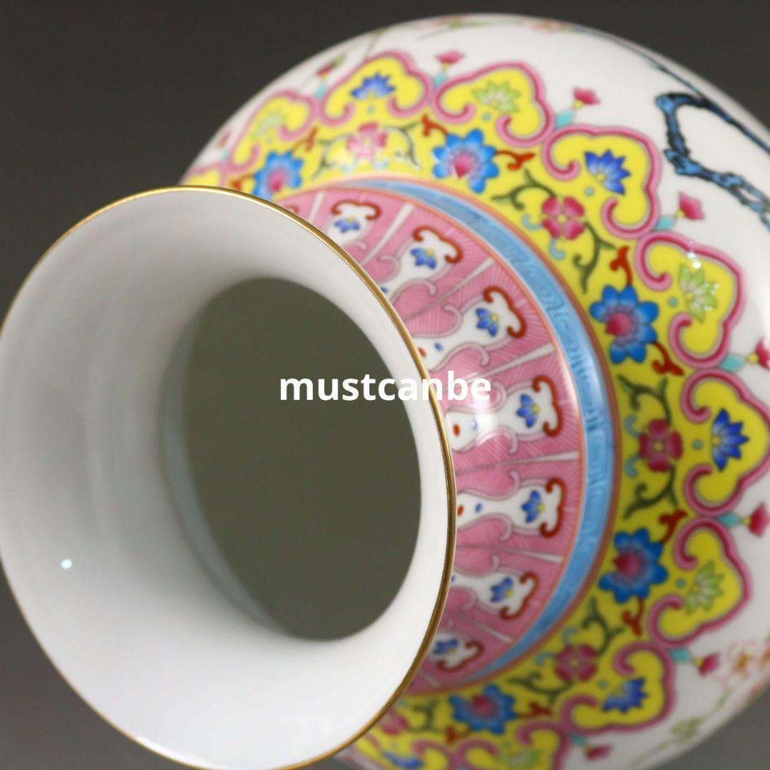 景徳鎮薄胎蒔金パステル孔雀瓶 陶磁器 装飾品 現代工芸 品美術品 置物