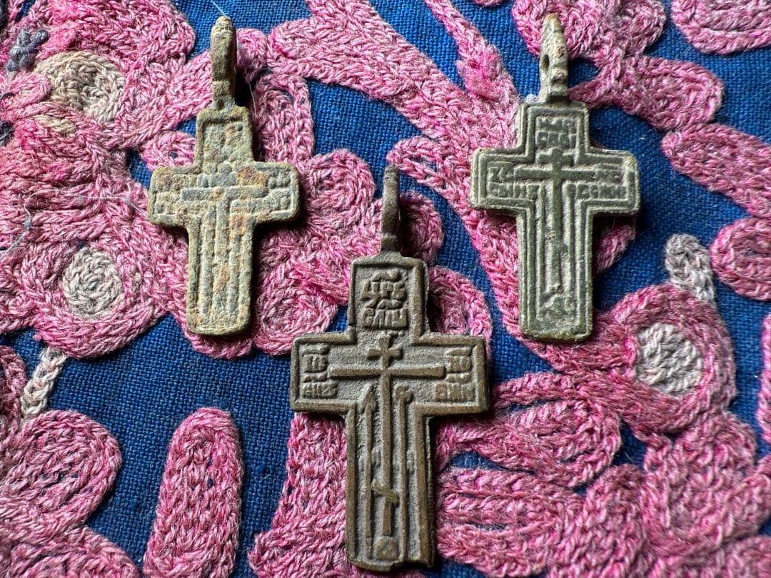 アンティーク　ロシア帝国18世紀以前　正教会八端十字 発掘