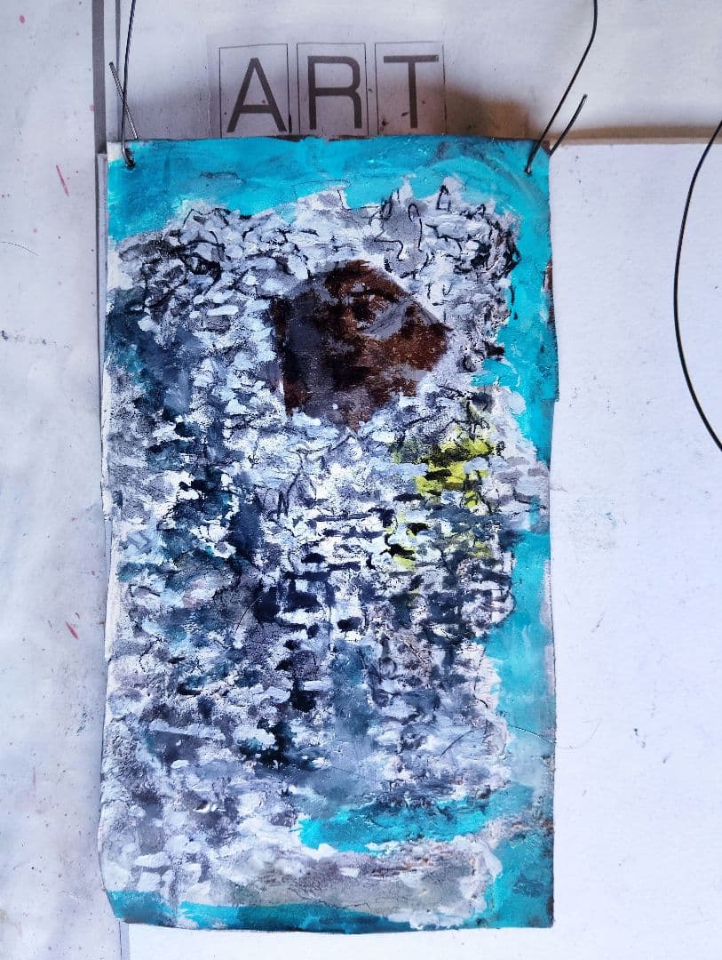 抽象水彩画 青と茶色の作品