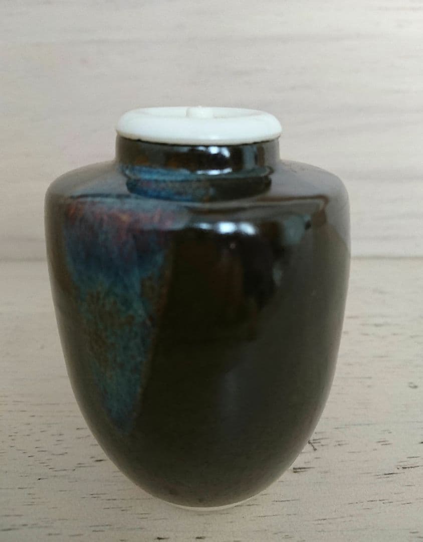 【肩衝茶入】茶道具 仕覆 御稽古物 濃茶点前 濃茶器 膳所焼 金襴 陶器 壺