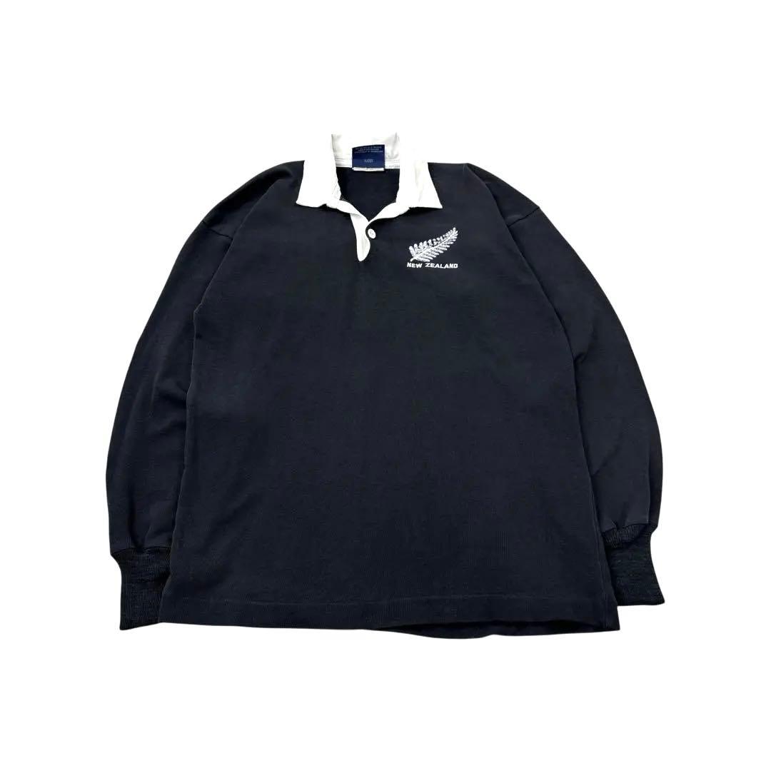 Canterbury ラガーシャツ ロゴ刺繍 黒