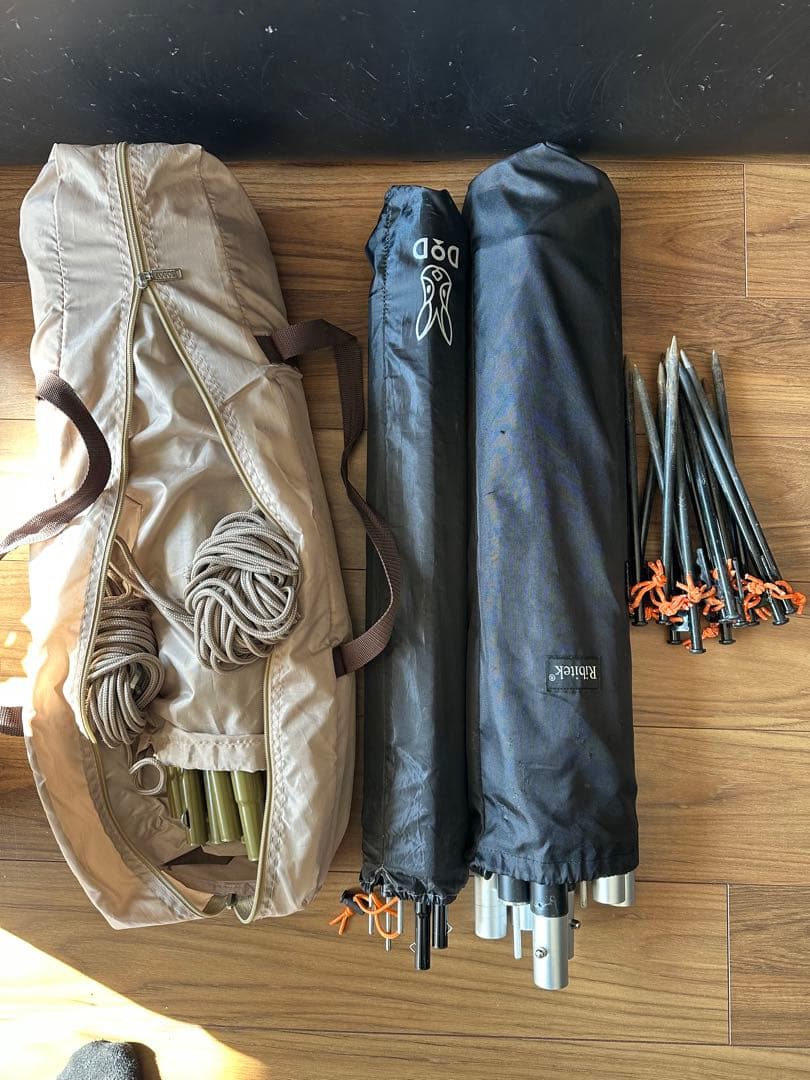 【エコメルカリ便限定】ロゴス TC ブリッジソーラーヘキサタープ　多数のポール付