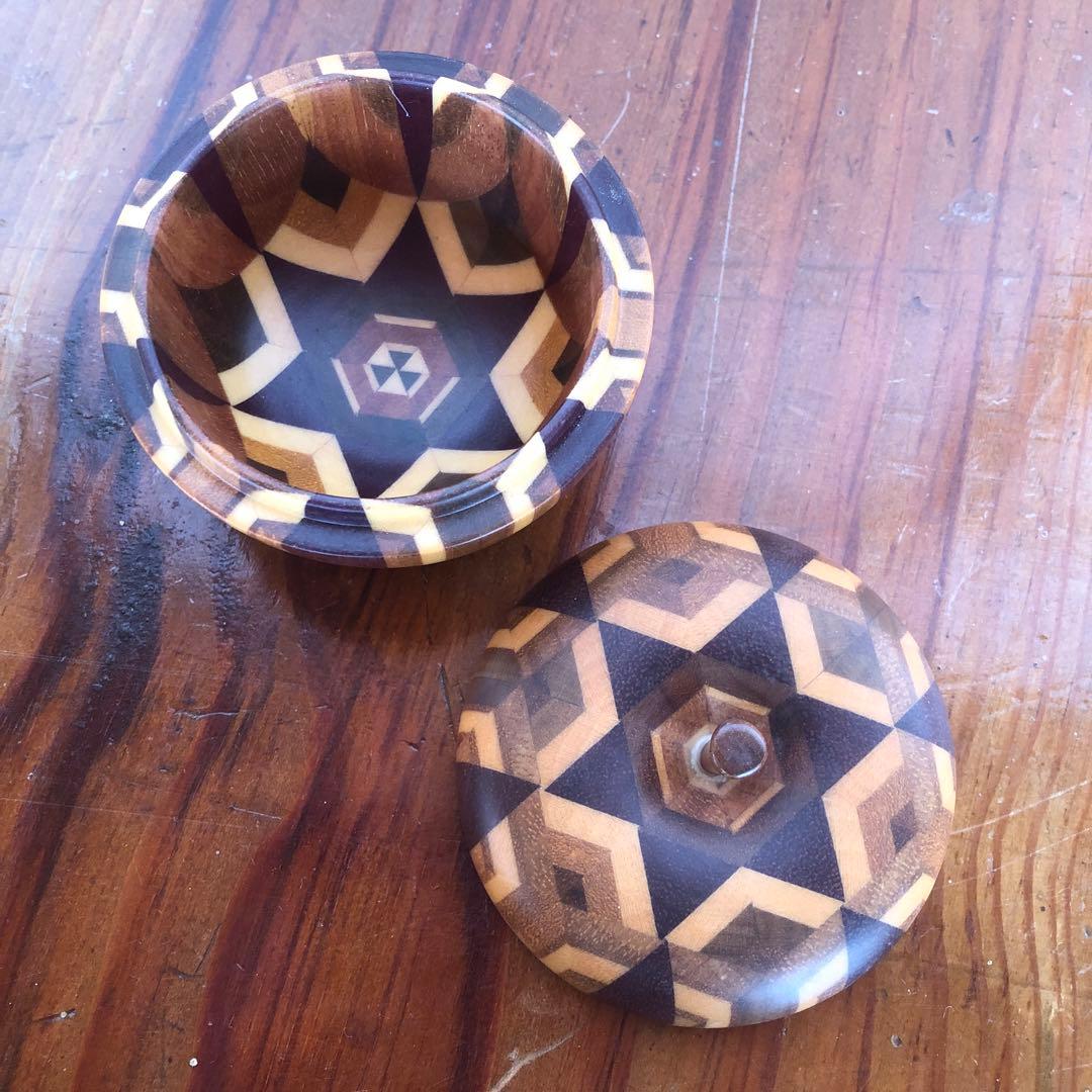 寄木細工 箱根細工 かなざし りんご 林檎 小物入れ ボンボニエール 無垢