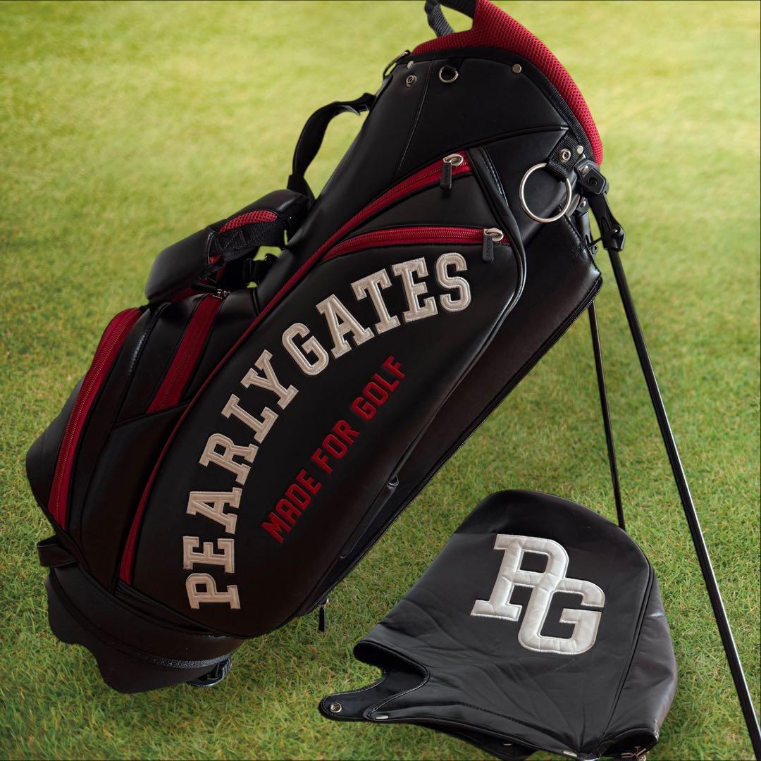 パーリーゲイツ　キャディバッグ　ショルダー式　スタンド式　軽量　黒　赤　レア