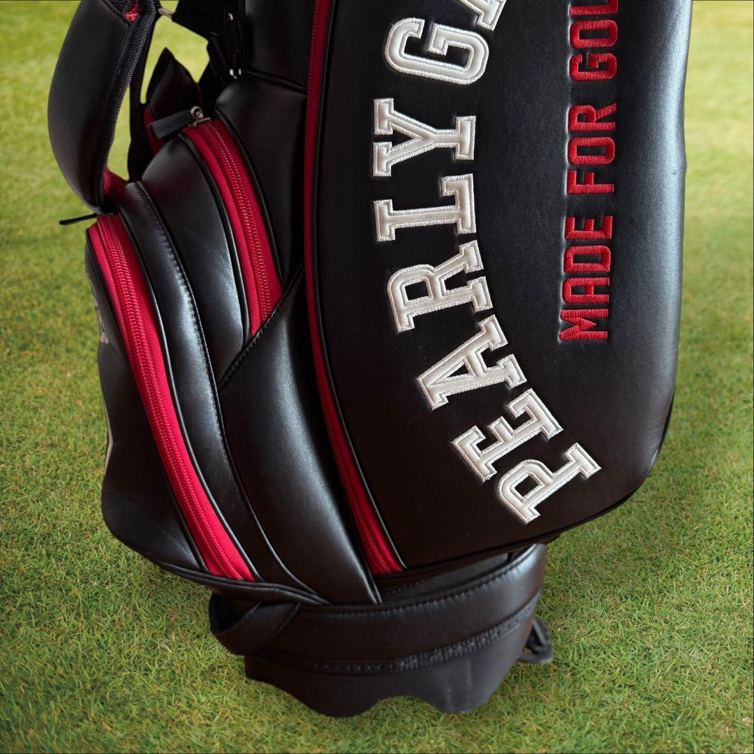 パーリーゲイツ　キャディバッグ　ショルダー式　スタンド式　軽量　黒　赤　レア