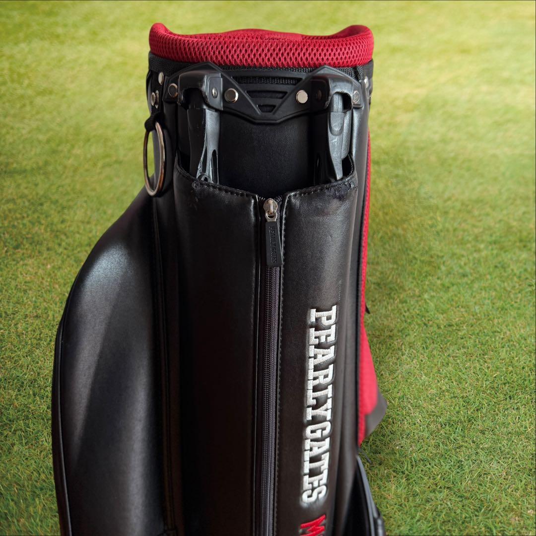 パーリーゲイツ　キャディバッグ　ショルダー式　スタンド式　軽量　黒　赤　レア