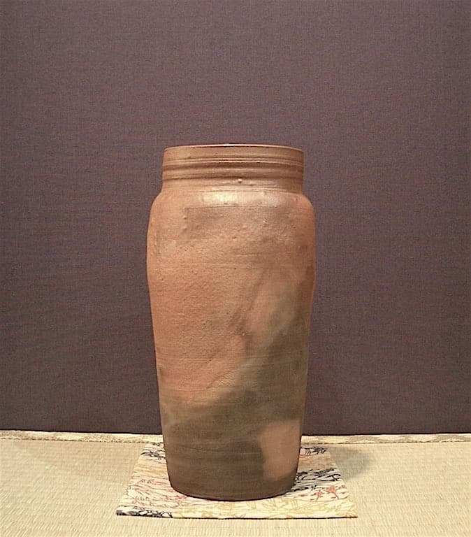 南蛮焼　清水楽山作　花生　無傷　共箱　古物。