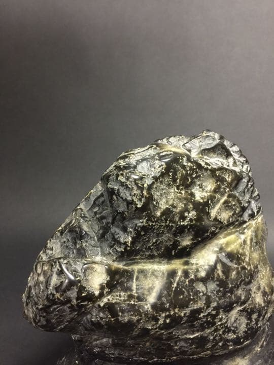 鑑賞石  素敵な黒と半透明な薄い褐黃石より玉石