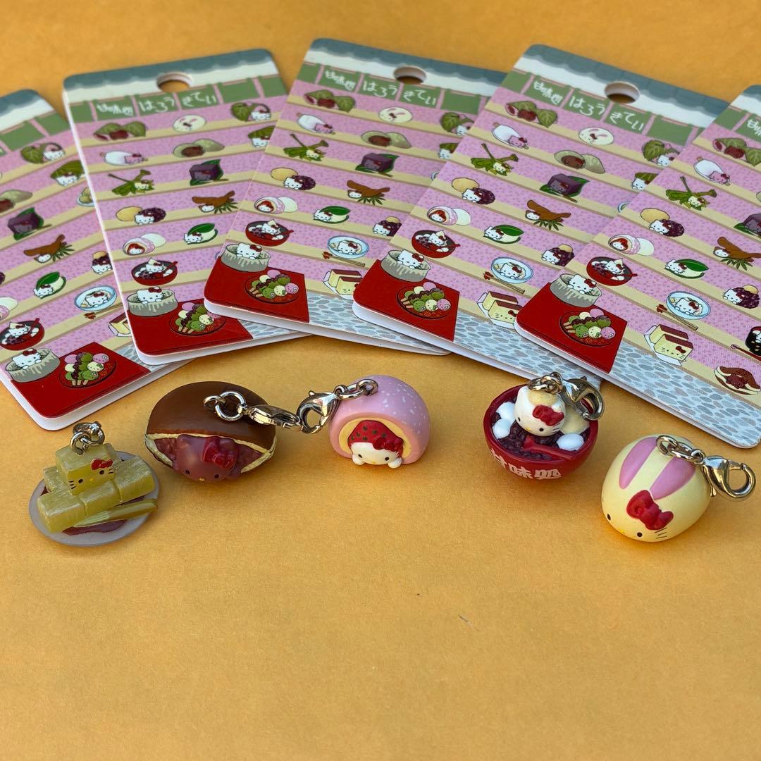 ★激レア★甘味処 ファスナーマスコット 根付★はろうきてぃ 5個セット★キティ
