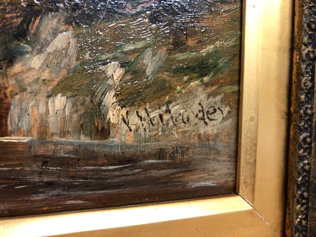 風景画 ウィリアム・ヘンリー・マンダー 油絵 縦650㎜横850㎜ サインあり