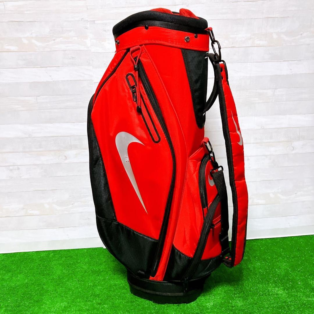 NIKE ゴルフキャディバッグ 9.0型 5分割 レッド 軽量 ポリエステル