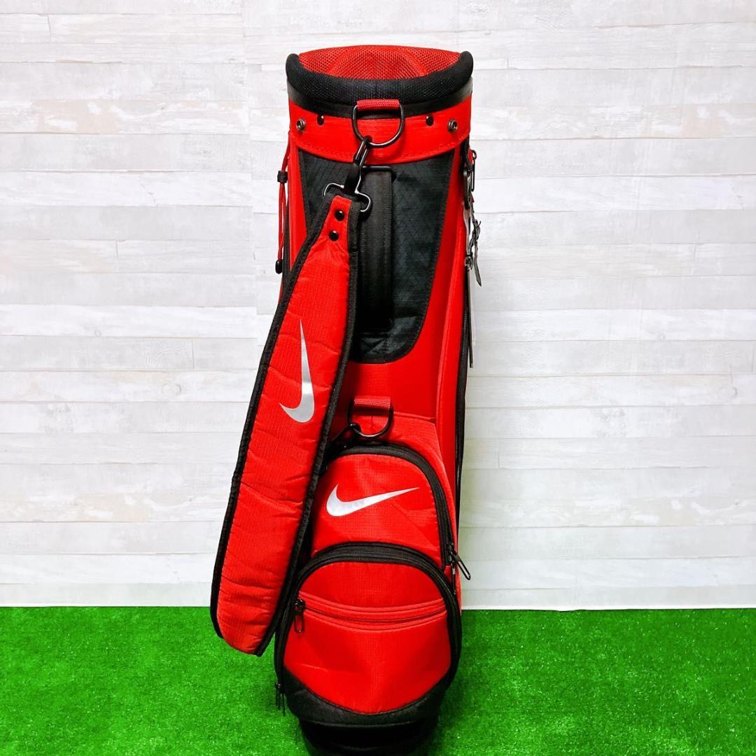 NIKE ゴルフキャディバッグ 9.0型 5分割 レッド 軽量 ポリエステル