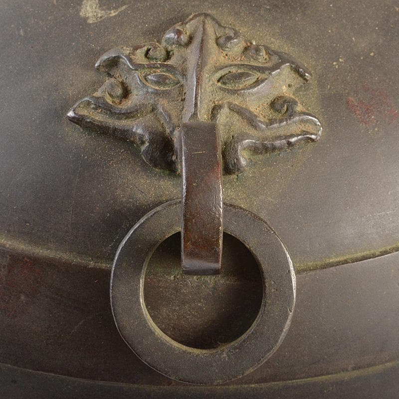 中国　唐銅　神獣遊環双耳瓶　M　R7369F