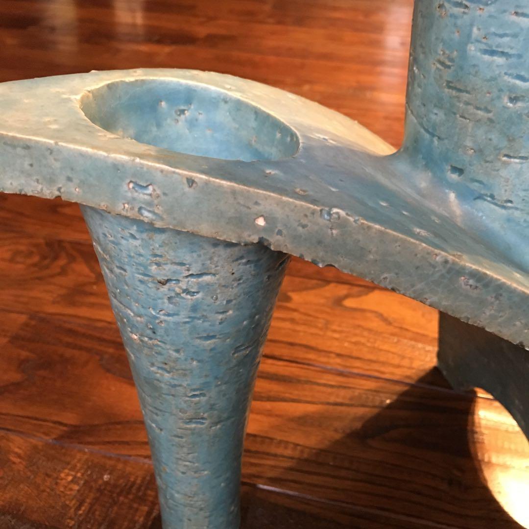 希少珍品！青緑 変形 花器 花入 花瓶 壺 飾壺 陶器 陶芸品 骨董品 古美術品