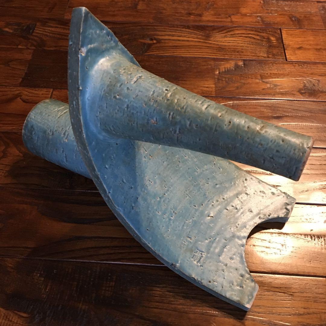 希少珍品！青緑 変形 花器 花入 花瓶 壺 飾壺 陶器 陶芸品 骨董品 古美術品