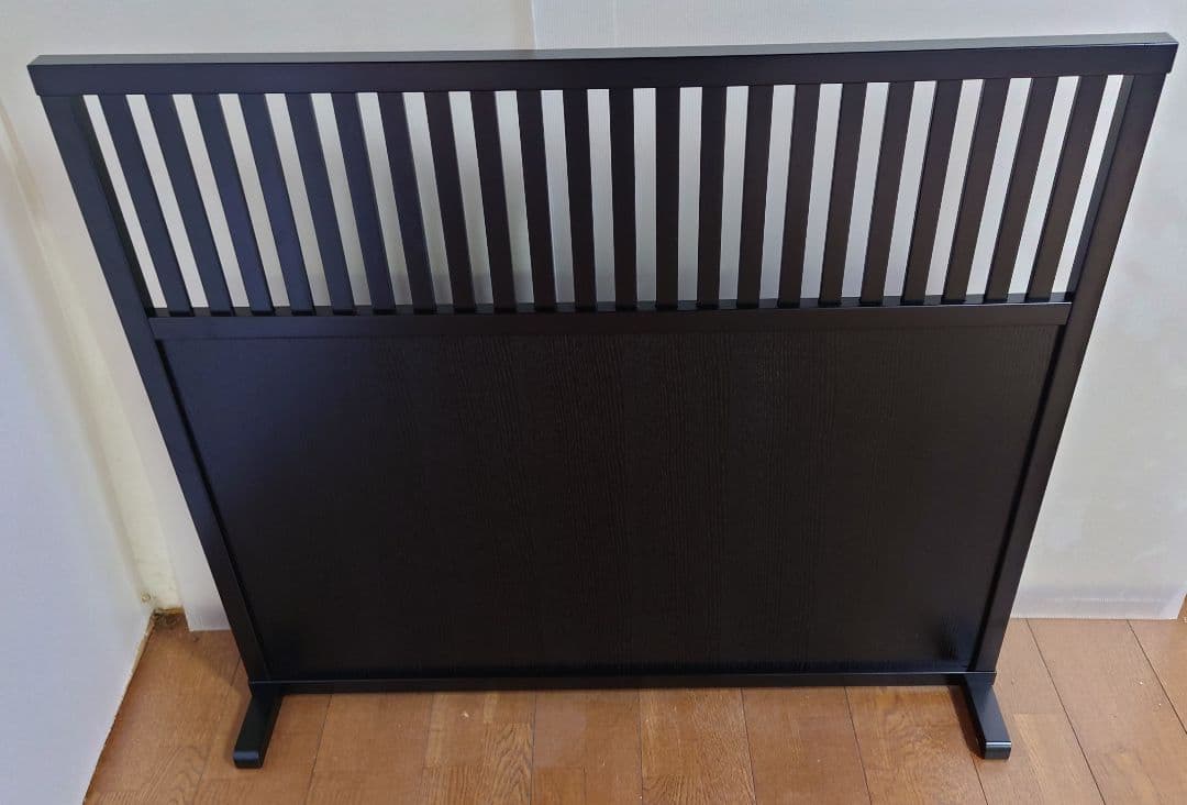 衝立　ブラック　格子状和風衝立　シンプル　１枚式パーテーション　ブラック塗装③