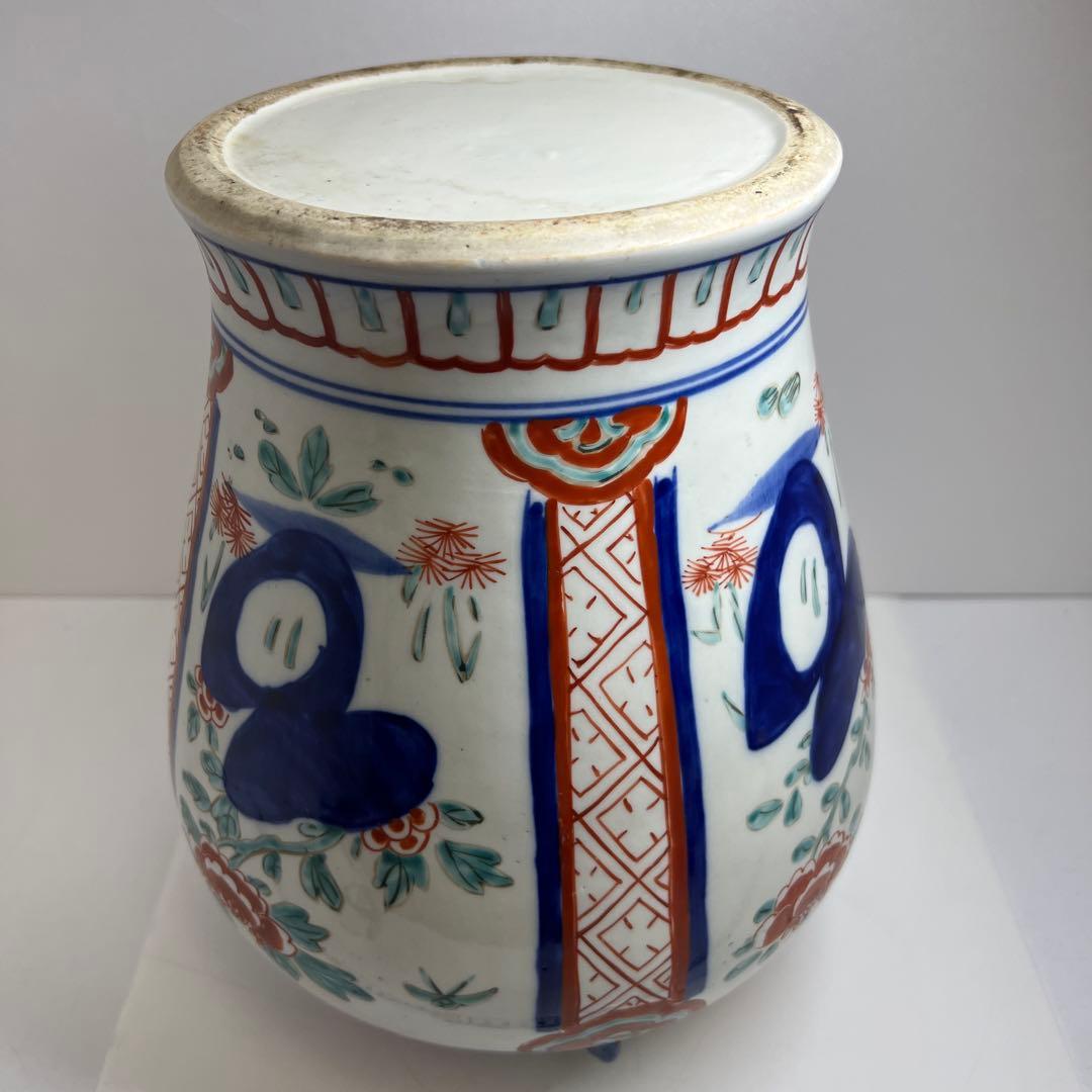 中国古玩　赤絵耳付壷　高さ約32㎝　東Y7-1104①トヒオ