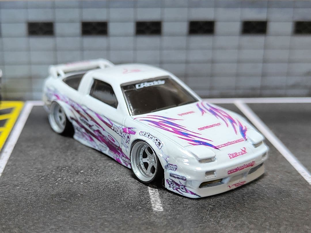 ホットウィールカスタム 日産 180sx シルビア 白✩段リム☆トミカ改造