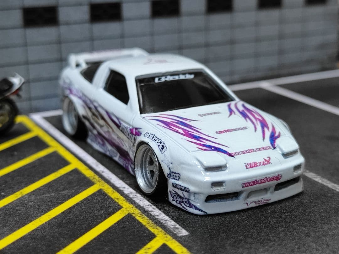 ホットウィールカスタム 日産 180sx シルビア 白✩段リム☆トミカ改造