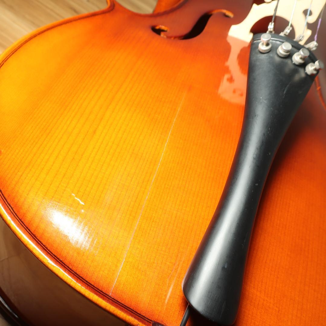 チェロ 4/4 弓付き トップ単板 メーカー不明 【直接引取値引あり】