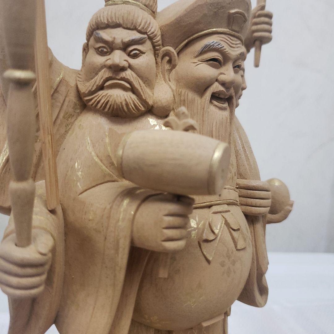 Ｂフライデー蔵出し特価仏像特上彫り香木 三面大黒天5寸立 眼入五穀豊穣 商売繁盛