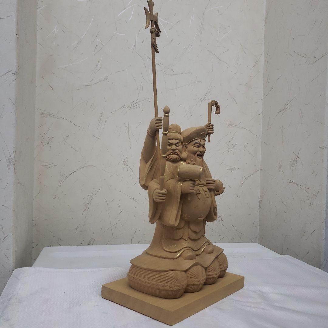 Ｂフライデー蔵出し特価仏像特上彫り香木 三面大黒天5寸立 眼入五穀豊穣 商売繁盛