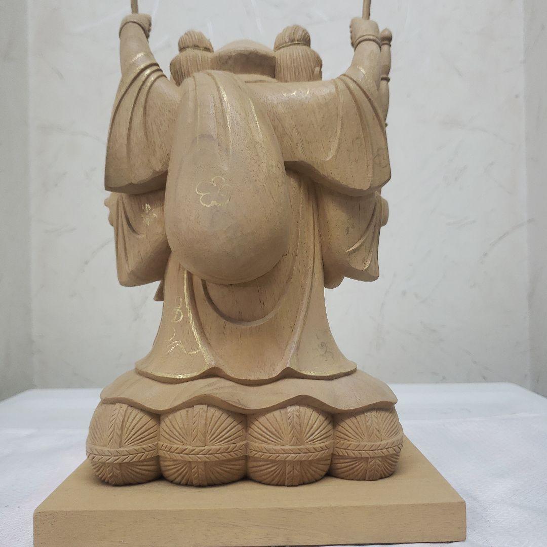 Ｂフライデー蔵出し特価仏像特上彫り香木 三面大黒天5寸立 眼入五穀豊穣 商売繁盛