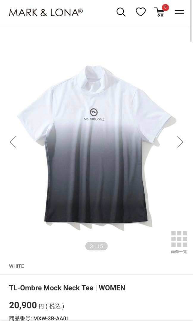 新品の　MARK & LONA 38(M) モックネック半袖　ホワイト