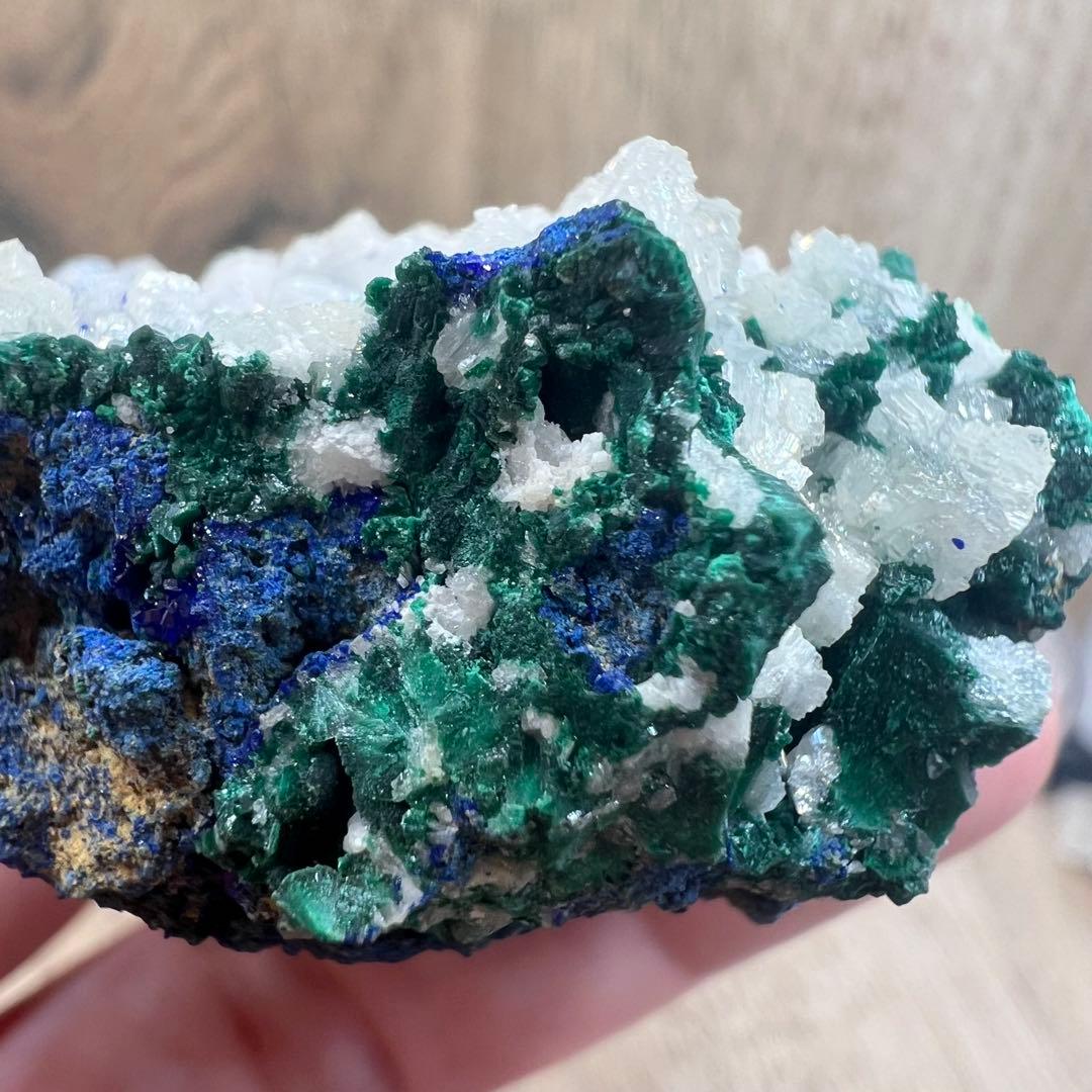 4種共生 スノーフレークセルサイト ダイオプテーズ アズライト 鉱物 標本 原石