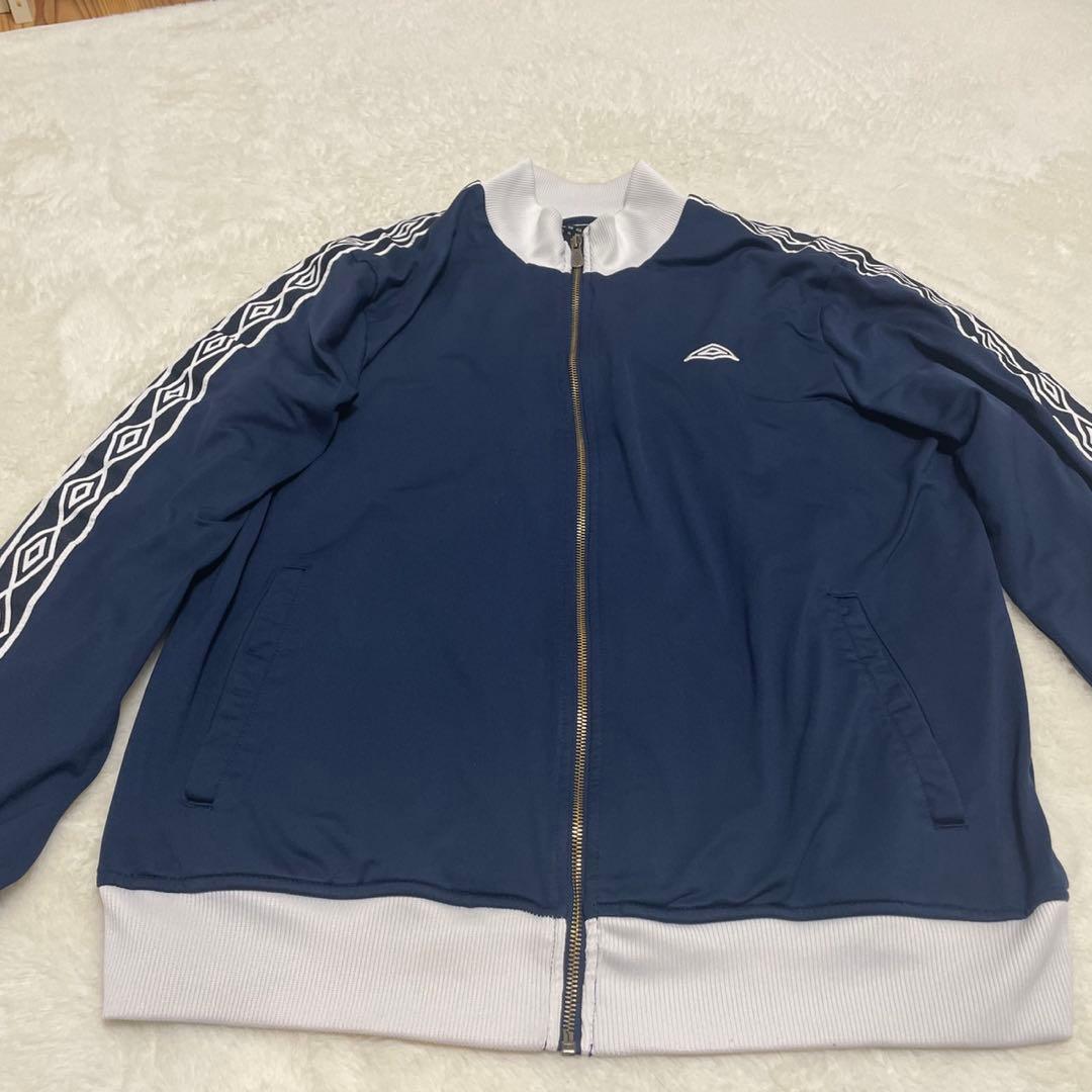90s 2XLアンブロUmbro トラックジャケット　ネイビー　ジャージ