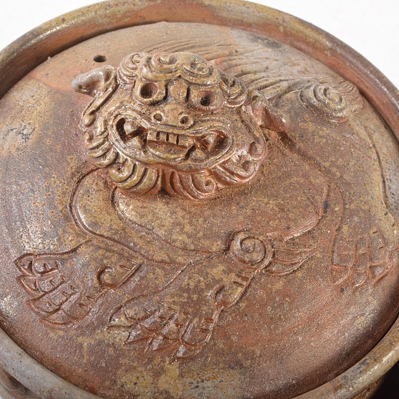 煎茶道具　備前焼　明光窯　神獣摘　宝瓶　急須　共箱　D　R6253