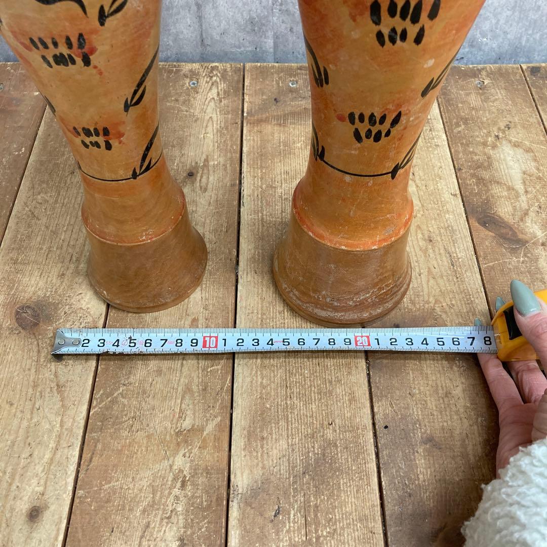 E-4 【伝統工芸品】遠刈田系 木彫りこけし 2体セット 早見正雄 作（サイ