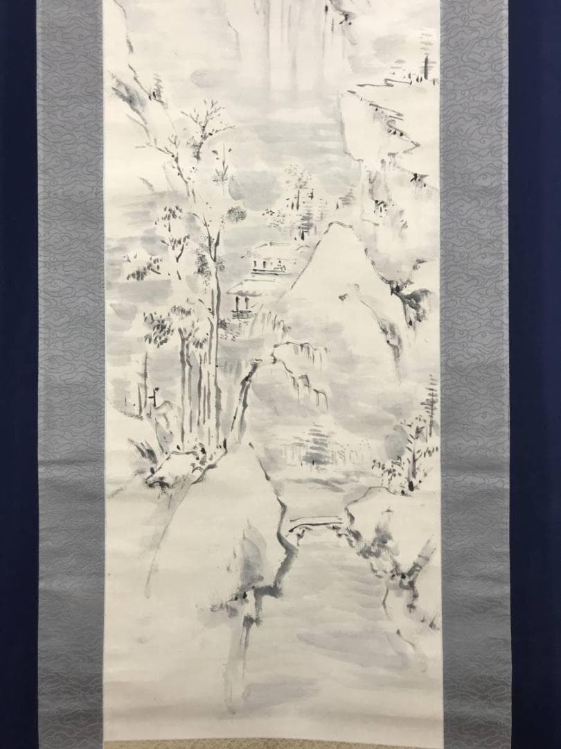 【真作】風花翁雲阿/寒光雪嶂図/山水図/雪景山水図/掛軸/名家伝来/AC-93