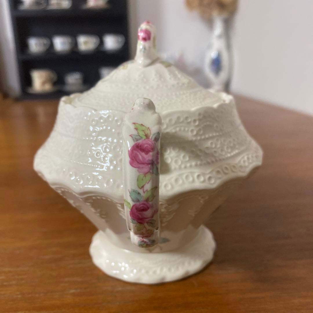 スポードジュエル　ビリングスレイローズ　蓋付きシュガーポット